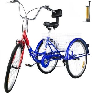 VEVOR Foldable Tricycle 7-Speed with Basket 26" Wheels