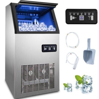 VEVOR 110V Commercial Ice Maker 120 lbs/24h with 29 lbs Storage 5 x 9 Cubes 