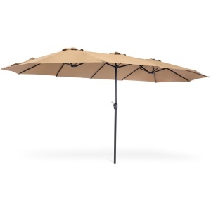 15x9ft Large Double-Sided Rectangular Patio Market Umbrella w/ Crank