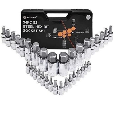 MULWARK Premium Master Drive Hex Bit Socket Set, SAE & Metric S2 Steel, 34pc - Appears New