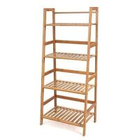 HOMFA 4 Tier Bamboo Ladder Book Shelf