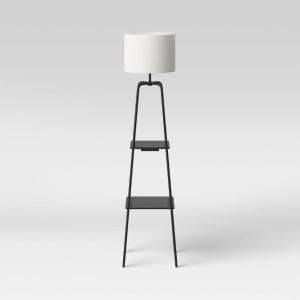 Etagere Power Source Shelf Floor Lamp Black