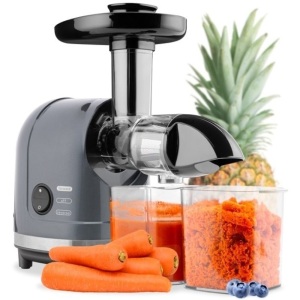 150W Horizontal Slow Masticating Juicer, Cold Press Extractor w/Safety Lock, Reverse Mode