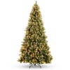 7.5' Pre-Lit Pre-Decorated Christmas Tree w/ Flocked Tips, Pine Cones 