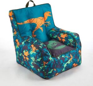 Jurassic World 2 Kids Nylon Bean Bag Chair with Piping & Top Carry Handle, 18"  x 18" 