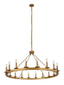 18-Light Gold Candle Style Wagon Wheel Chandelier - Missing Chain