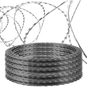 18" Galvanized Razor Ribbon Wire 250ft, 5 Coils Per Roll