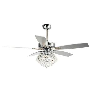 Parrot Uncle 52-in Chrome LED Indoor 5-Blade Ceiling Fan with Remote