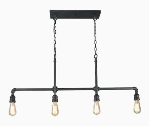 4-Light Farmhouse Industrial Black Chandelier&nbsp;