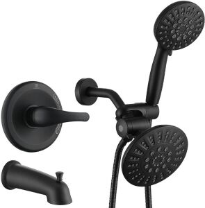 HOMELODY Matte Black Shower Faucet Set, 2 Shower Head Combo System for 25-Spray Modes