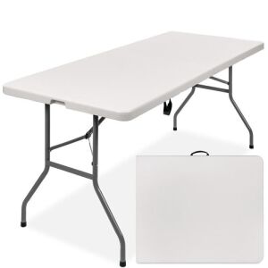 6ft Portable Folding Plastic Dining Table w/ Handle, Lock