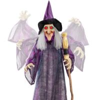 Lot of (2) Wicked Wanda Standing Animatronic Witch with Sounds, LED Eyes, 5ft