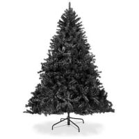 7.5' Black Artificial Christmas Tree w/ Easy Assembly, Foldable Metal Stand