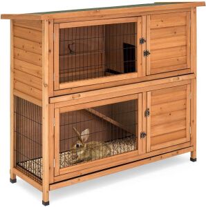 2-Story Outdoor Wooden Pet Rabbit Hutch w/Ladder, 48x41in