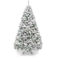 7.5'&nbsp;Premium Snow Flocked Artificial Pine Christmas Tree w/ Foldable Metal Base