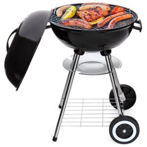 18in Portable Steel Charcoal Barbecue BBQ Grill w/ Heat Control for Patio, Picnic, Tailgate