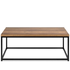 44in Modern Industrial Rectangular Wood Grain Coffee Table w/ Metal Frame