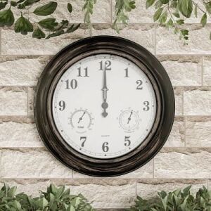 Indoor/Outdoor 18" Wall Clock with Thermometer and Humidity