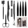 Lot of (18) HOCOSY 8 in 1 Professional Eyebrow Grooming Set include Eyebrow Razor, Brush, Scissors, Brown Pencil and Travel Case&nbsp;