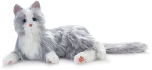 Joy for All Interactive Companion Pet Cat, Responds to Touch & Motion, Silver With White Mitts