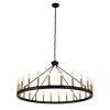 Wagon Wheel 24-Light Black Industrial Chandelier