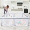 Extra Large Play Pen with Mat,&nbsp;78.7 x 70.9 x 26.8 inches, Light Gray&nbsp;&nbsp;