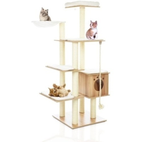 Lazy Buddy 67" Wooden Cat Tree Tower&nbsp;