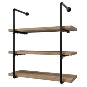 HOMECHO 3 Tier Industrial Pipe Floating Shelves, Wall Mounted 