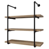 HOMECHO 3 Tier Industrial Pipe Floating Shelves, Wall Mounted&nbsp;