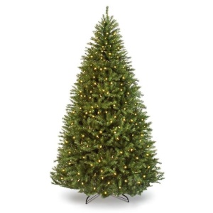 9' Pre-Lit Hinged Douglas Artificial Christmas Tree w/ Stand 