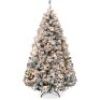 7.5' Pre-Lit Snow Flocked Artificial Pine Christmas Tree w/ Warm White Lights 