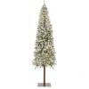 Pre-Lit Snow Flocked Alpine Slim Pencil Christmas Tree w/ LED Lights, Stand - 7.5ft