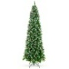 Partially Flocked Spruce Pencil Christmas Tree w/ Berries, Pine Cones - 7.5ft