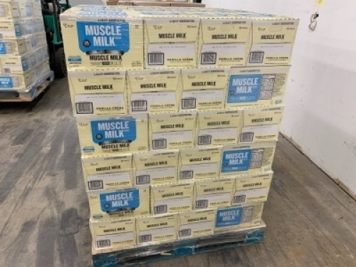 Pallet of (102) Cases of Muscle Milk&nbsp;Light Protein Shake, Vanilla Creme, 28g Protein, 17 FL OZ.&nbsp;