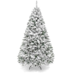 9 ft. Premium Snow Flocked Artificial Pine Christmas Tree w/ Foldable Metal Base