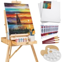 Portable Wooden French Easel w/ 33pc Beginners Kit