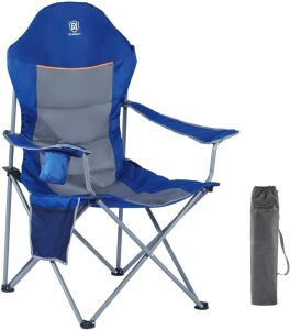 EVER ADVANCED Oversized Padded High Back Folding Camp Chair with Cup Holder, Heavy Duty Supports 300 lbs