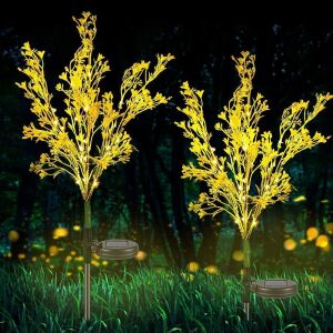 Lot of (4) Neporal Solar Flower Garden Stake Lights, Set of 2 