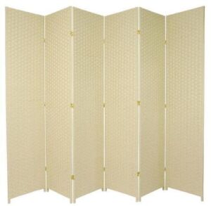 Oriental Furniture 7' Cream 6-Panel Room Divider