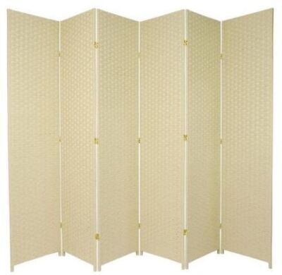 Oriental Furniture 7' Cream 6-Panel Room Divider