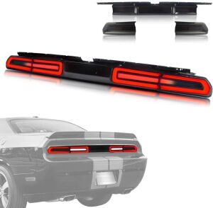 VLAND Full LED Tail Lights with Red Sequential Turn Signal Assembly Kit for Dodge Challenger Coupe 3rd Gen 2008-2014