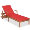Adjustable Acacia Wood Chaise Lounge Chair w/ Side Table, Wheels - 79x30in
