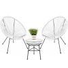 3-Piece All-Weather Patio Acapulco Bistro Set w/ Rope, Glass Top Table