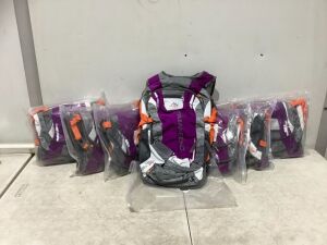 Lot of (7) Purple Cycling Backpacks 