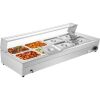 VEVOR 8-Pan Bain Marie Food Warmer 6-inch Deep, 1500W Electric Countertop Food Warmer 88 Qt with Tempered Glass Shield, 110V Food Grade Stainelss Steel Commercial Table with 8 Lids & 2 Ladles