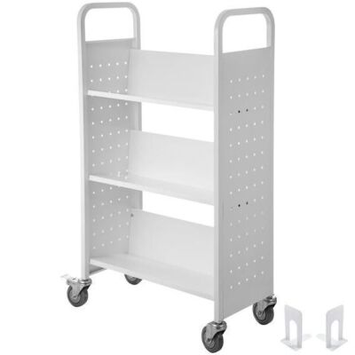 Library Book Cart With V-shaped Shelves 200lb Capacity 
