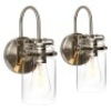 Set of 2 Industrial Sconces w/ Glass Shade - Silver. Appears New