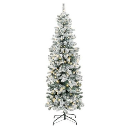 6 Ft.&nbsp;Pre-Lit Snow Flocked Artificial Pencil Christmas Tree
