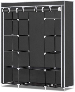 Herron Portable Clothes Closet Strong and Durable Wardrobe Closet Storage Organizer (Black). 59"L x 17 3/4"W x 68 7/8"H. NEW