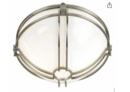 15" Flushmount Ceiling Fixture with Frosted Shade. NEW